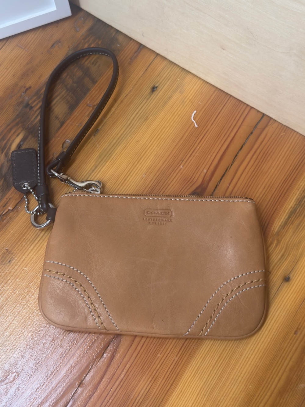 Coach Tan leatherware est 1941 Leather Wristlet Pouch